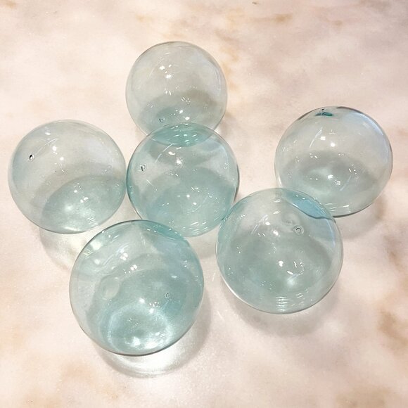Glass Decorative Hallow Aqua Balls, Light-Weight, Six Balls, Diameter 4 In. - Picture 1 of 3